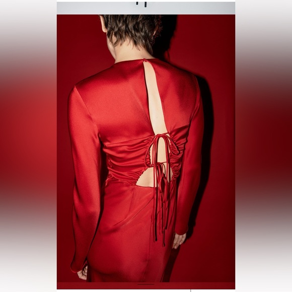 Zara BACK V-NECK DRESS ZW COLLECTION - Picture 5 of 11